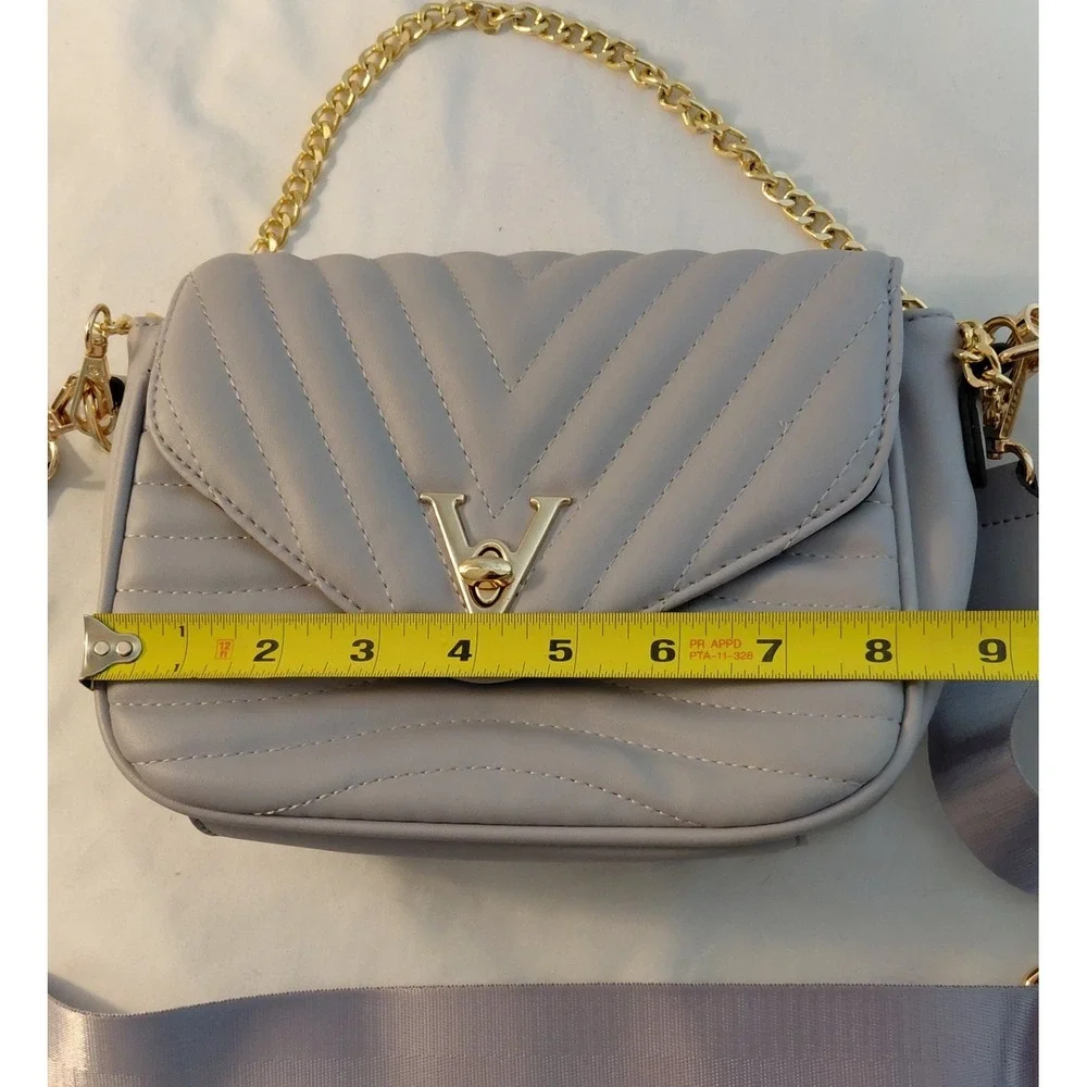 Valentino Orlandi Chevron Quilted Crossbody Bag Light Purple Lavender Coin Pouch